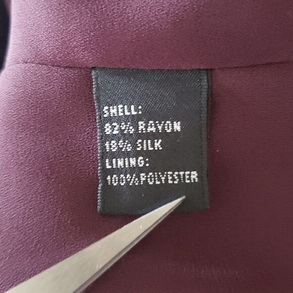 JOSEPHINE CHAUS Women's Crinkled Velvet Silk Blend Old Money Top Plum Size 6 - Picture 9 of 9